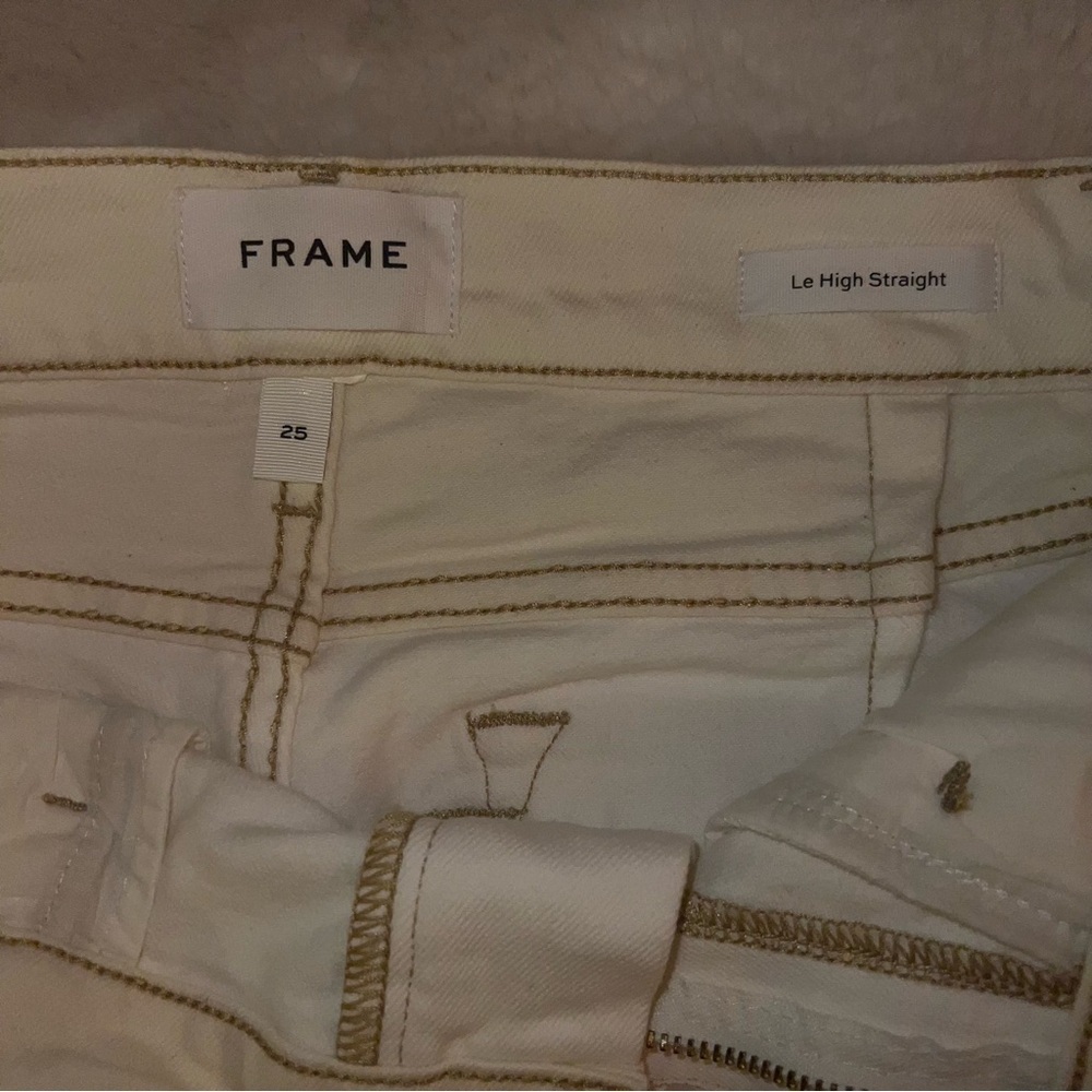 Frame Le High Straight Spring Mix Jeans Two tone cream and white jeans - Picture 12 of 15